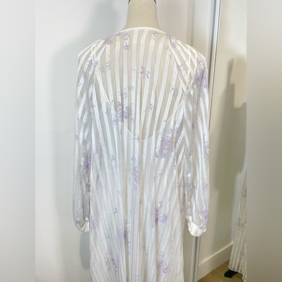 Vintage 70s Floral Peignoir Negligee Nightgown Robe Set Lingerie Milkmaid Satin - Picture 6 of 12